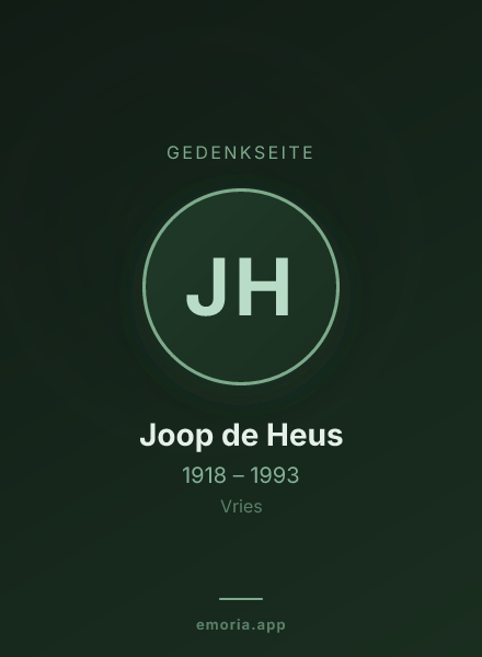Gedenkportrait von Joop de Heus