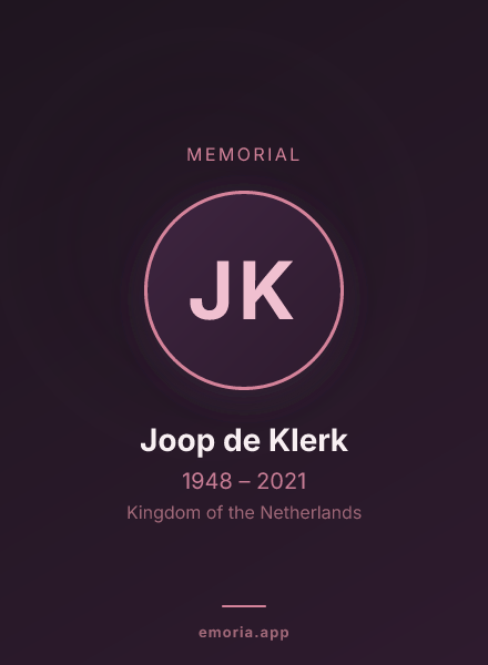 Memorial portrait of Joop de Klerk