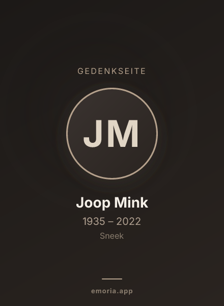 Gedenkportrait von Joop Mink