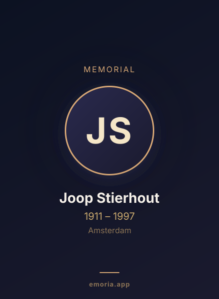 Memorial portrait of Joop Stierhout