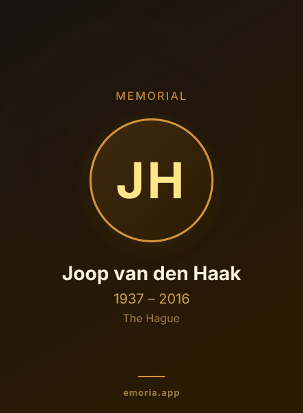 Memorial portrait of Joop van den Haak
