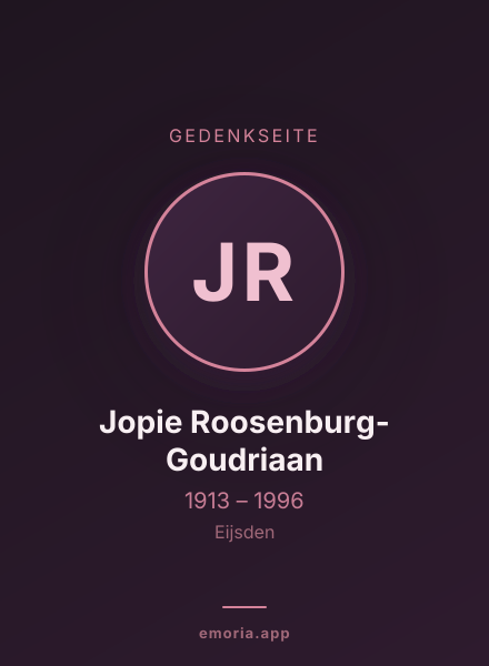 Gedenkportrait von Jopie Roosenburg-Goudriaan
