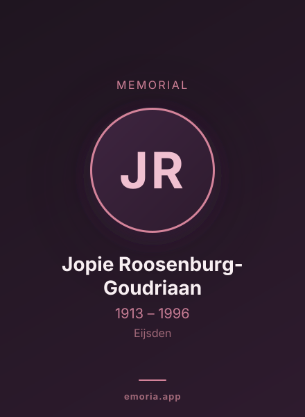 Memorial portrait of Jopie Roosenburg-Goudriaan