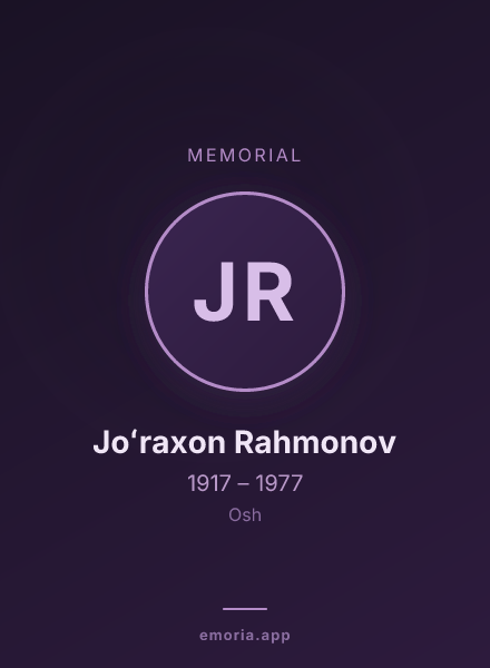 Memorial portrait of Joʻraxon Rahmonov
