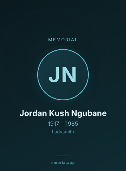 Memorial portrait of Jordan Kush Ngubane