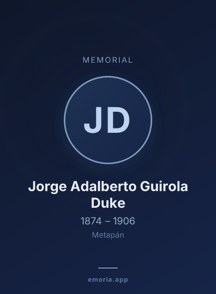 Memorial portrait of Jorge Adalberto Guirola Duke