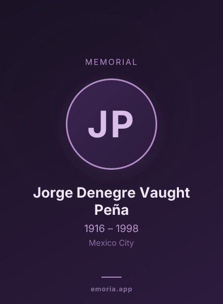 Memorial portrait of Jorge Denegre Vaught Peña