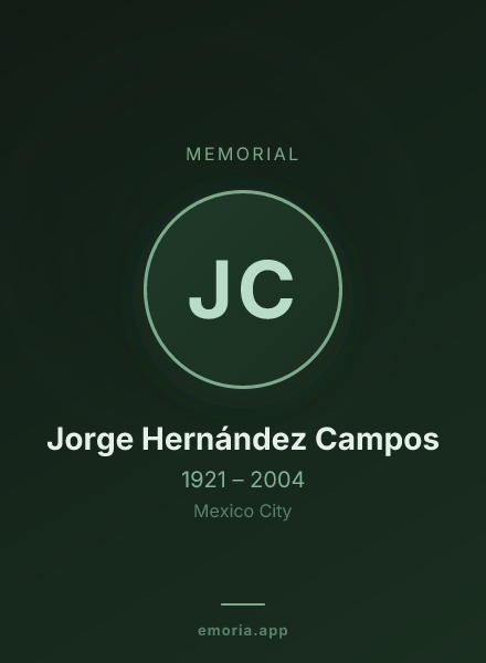 Memorial portrait of Jorge Hernández Campos