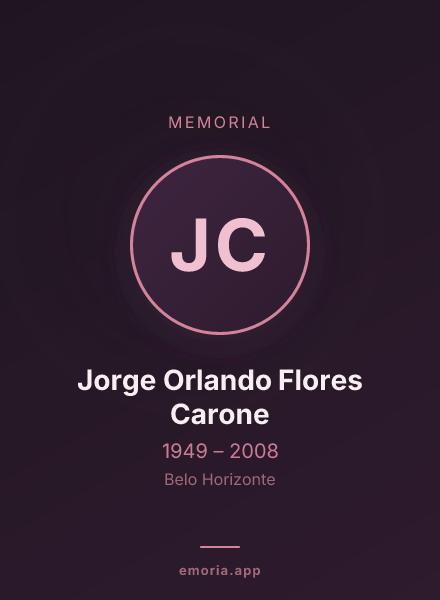 Memorial portrait of Jorge Orlando Flores Carone