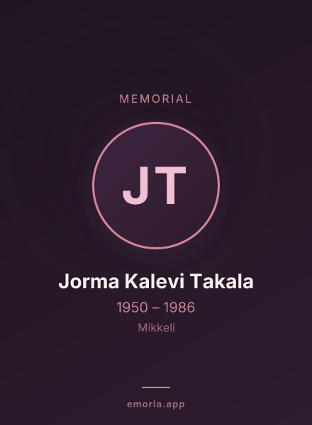 Memorial portrait of Jorma Kalevi Takala
