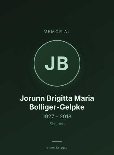 Memorial portrait of Jorunn Brigitta Maria Bolliger-Gelpke