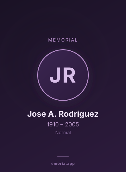 Memorial portrait of Jose A. Rodriguez