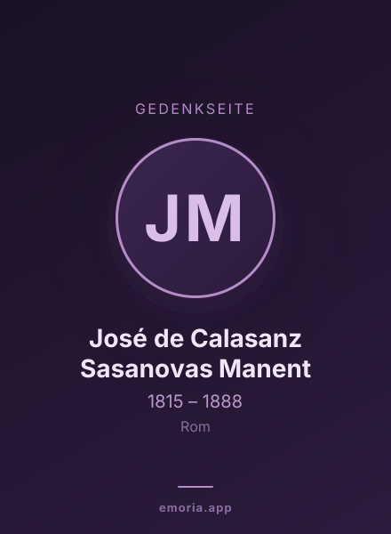 Gedenkportrait von José de Calasanz Sasanovas Manent
