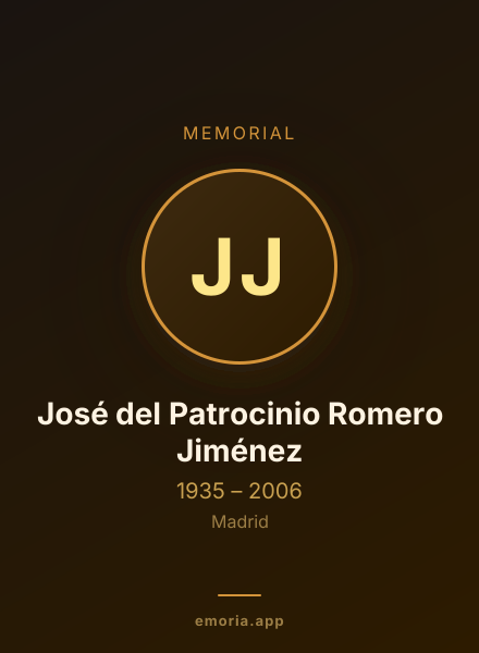 Memorial portrait of José del Patrocinio Romero Jiménez