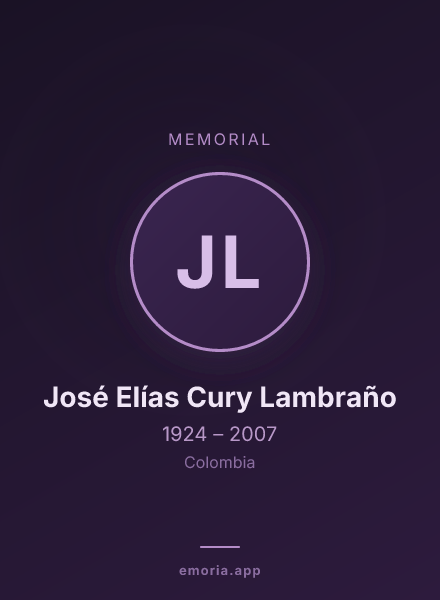 Memorial portrait of José Elías Cury Lambraño