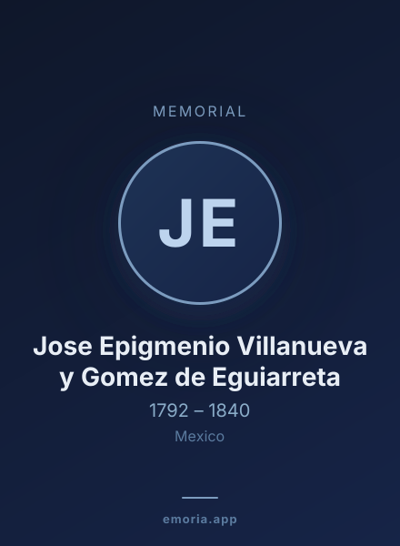 Memorial portrait of Jose Epigmenio Villanueva y Gomez de Eguiarreta