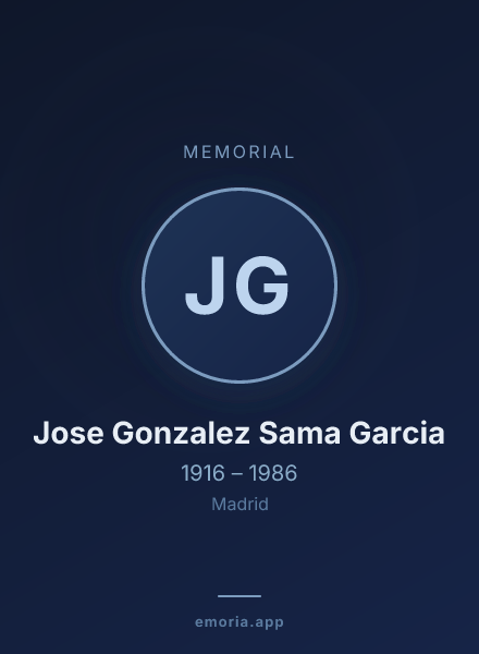 Memorial portrait of Jose Gonzalez Sama Garcia