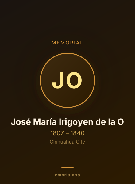 Memorial portrait of José María Irigoyen de la O