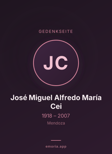 Gedenkportrait von José Miguel Alfredo María Cei