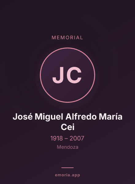 Memorial portrait of José Miguel Alfredo María Cei