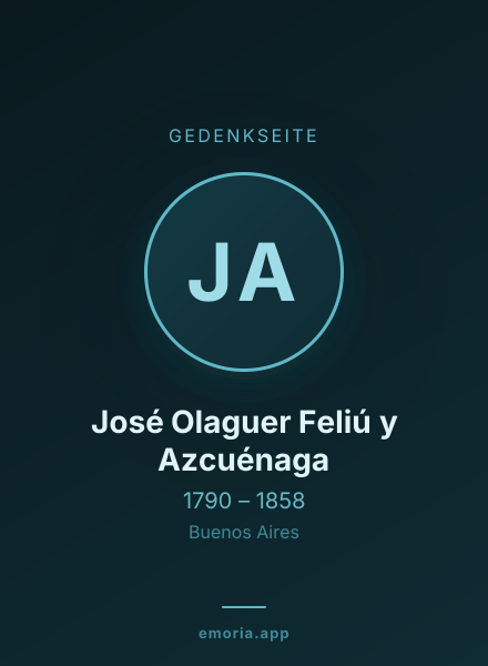 Gedenkportrait von José Olaguer Feliú y Azcuénaga