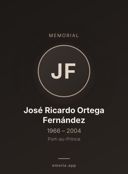Memorial portrait of José Ricardo Ortega Fernández