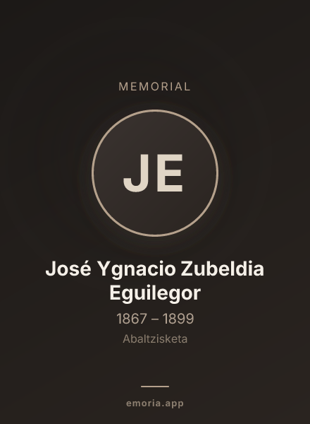 Memorial portrait of José Ygnacio Zubeldia Eguilegor
