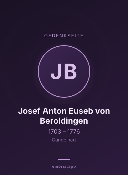 Gedenkportrait von Josef Anton Euseb von Beroldingen
