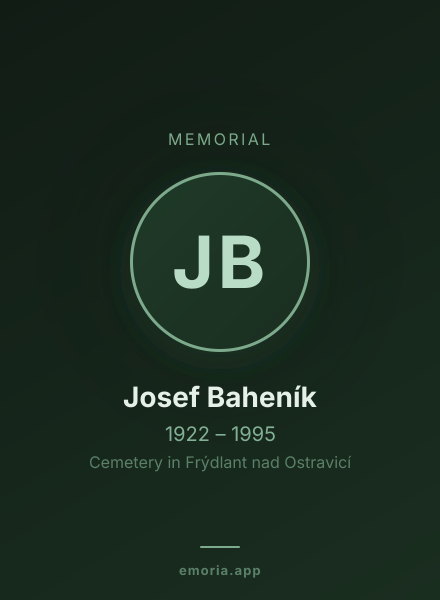 Memorial portrait of Josef Baheník