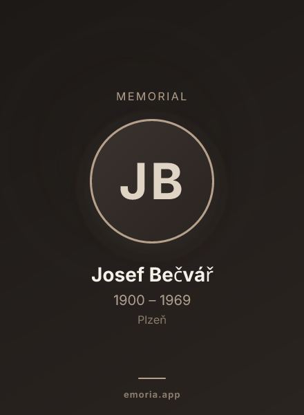 Memorial portrait of Josef Bečvář
