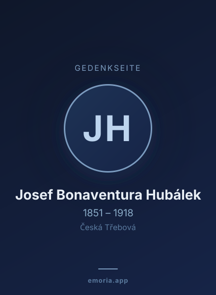 Gedenkportrait von Josef Bonaventura Hubálek