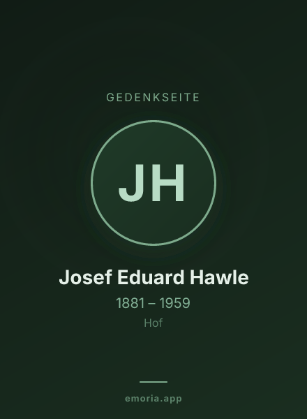 Gedenkportrait von Josef Eduard Hawle