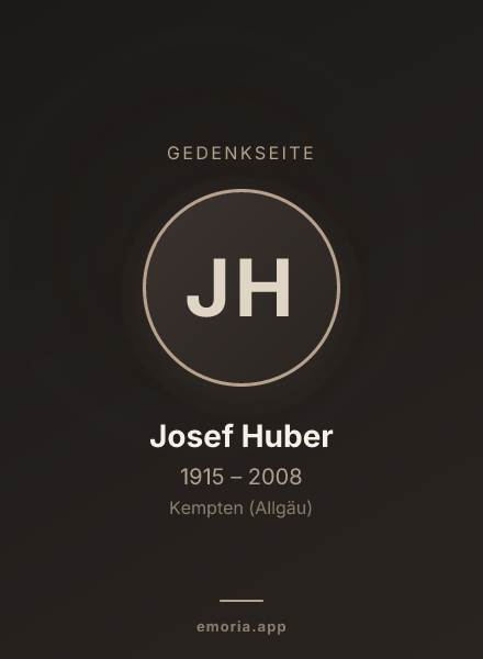 Gedenkportrait von Josef Huber