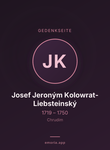Gedenkportrait von Josef Jeroným Kolowrat-Liebsteinský