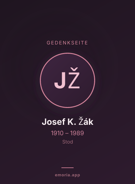 Gedenkportrait von Josef K. Žák