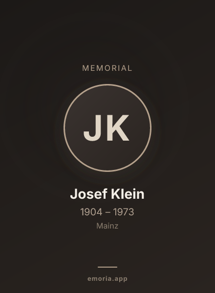 Memorial portrait of Josef Klein