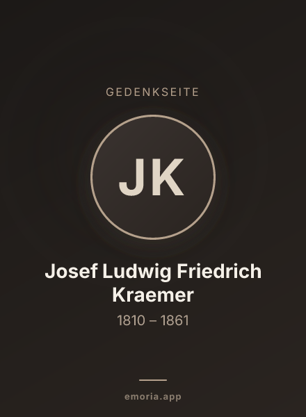 Gedenkportrait von Josef Ludwig Friedrich Kraemer