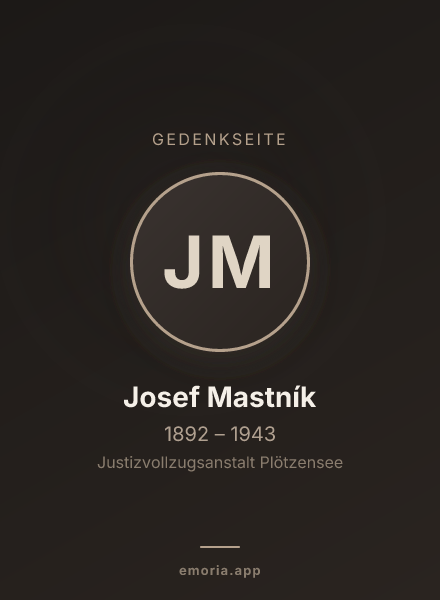 Gedenkportrait von Josef Mastník