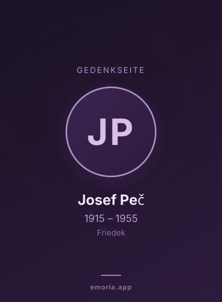 Gedenkportrait von Josef Peč