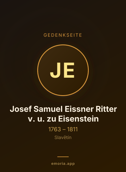 Gedenkportrait von Josef Samuel Eissner Ritter v. u. zu Eisenstein