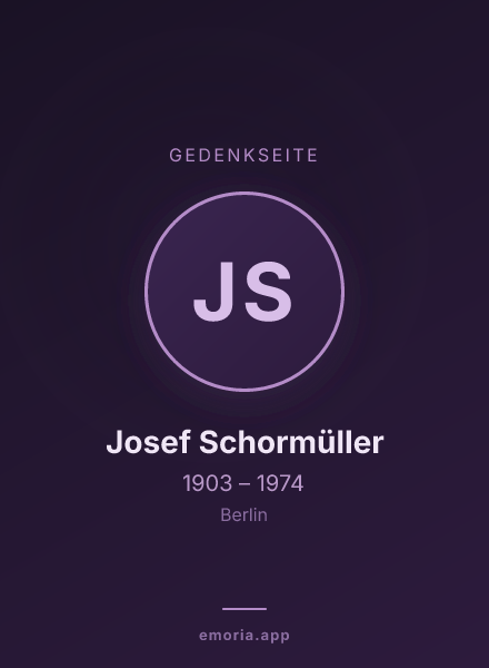 Gedenkportrait von Josef Schormüller