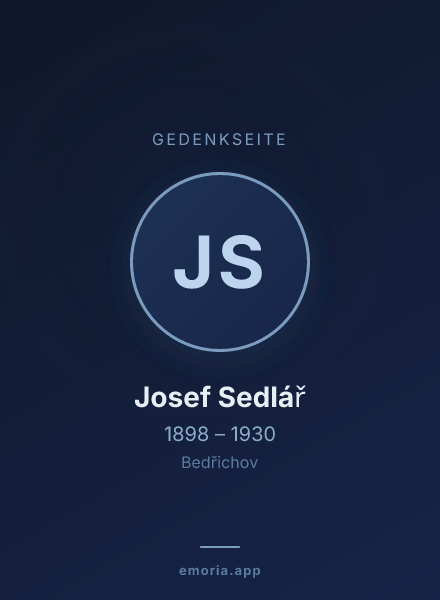 Gedenkportrait von Josef Sedlář