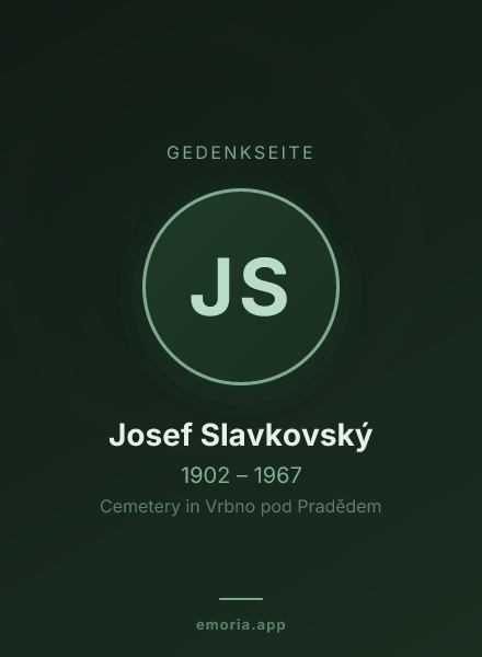 Gedenkportrait von Josef Slavkovský