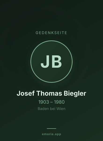 Gedenkportrait von Josef Thomas Biegler