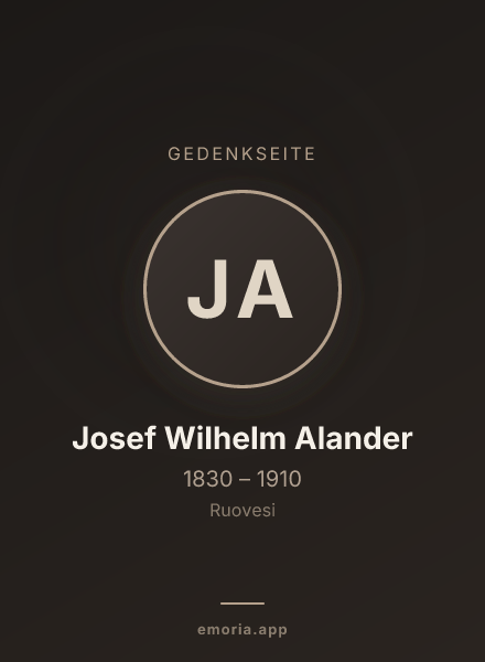 Gedenkportrait von Josef Wilhelm Alander