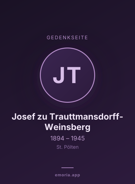 Gedenkportrait von Josef zu Trauttmansdorff-Weinsberg