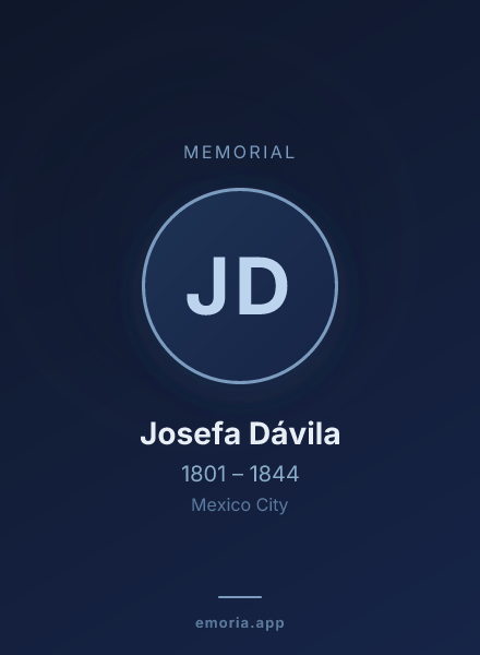 Memorial portrait of Josefa Dávila
