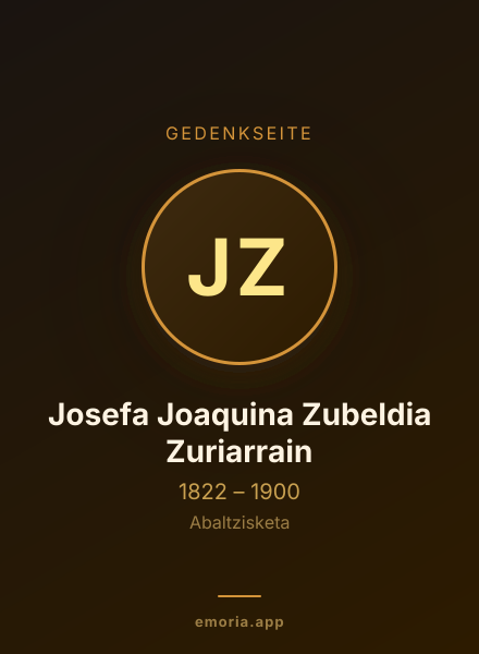 Gedenkportrait von Josefa Joaquina Zubeldia Zuriarrain