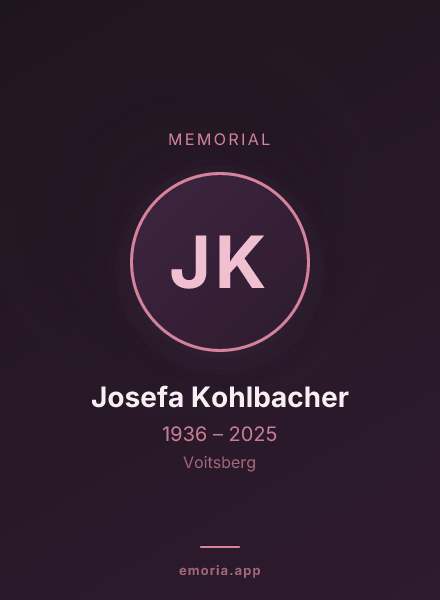 Memorial portrait of Josefa Kohlbacher