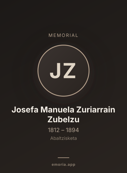 Memorial portrait of Josefa Manuela Zuriarrain Zubelzu